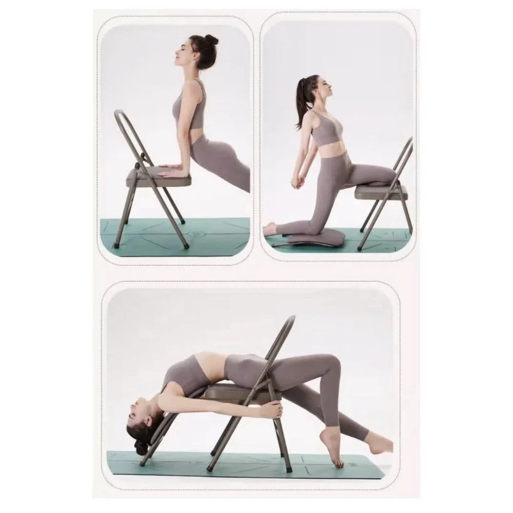 Yoga Auxiliary Foldable Chair with Lumbar Back Support Balance Handst...